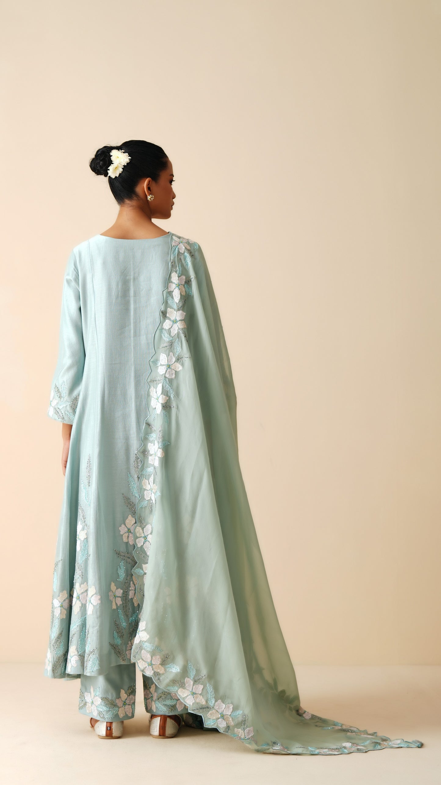 Designer Chanderi Silk Anarkali Suit with Organza Dupatta