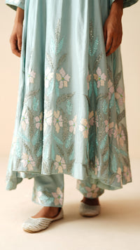 Designer Chanderi Silk Anarkali Suit with Organza Dupatta