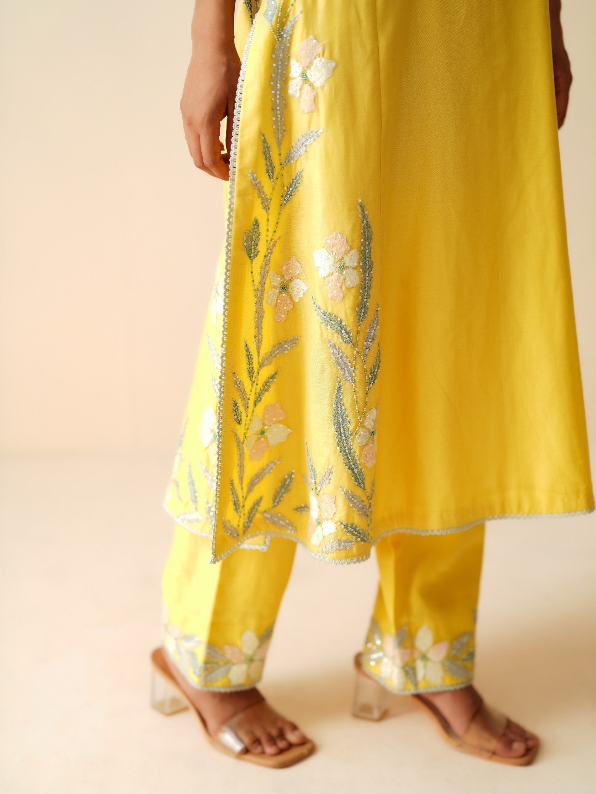 Designer Yellow Chanderi Silk Suit for Women