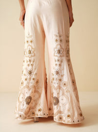 Designer Peach Spaghetti Blouse & Bellbottom Sharara Set