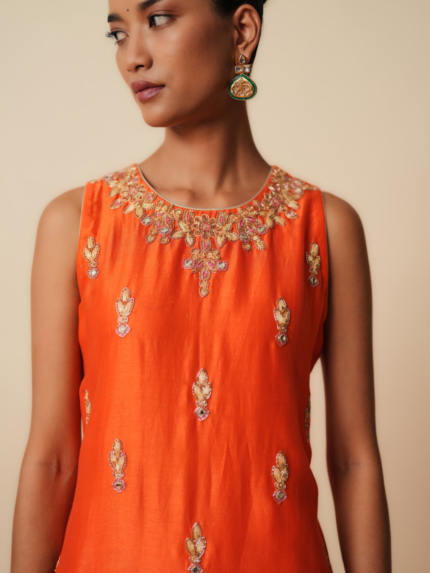 Orange Chanderi Silk Designer Sharara Set with Dupatta