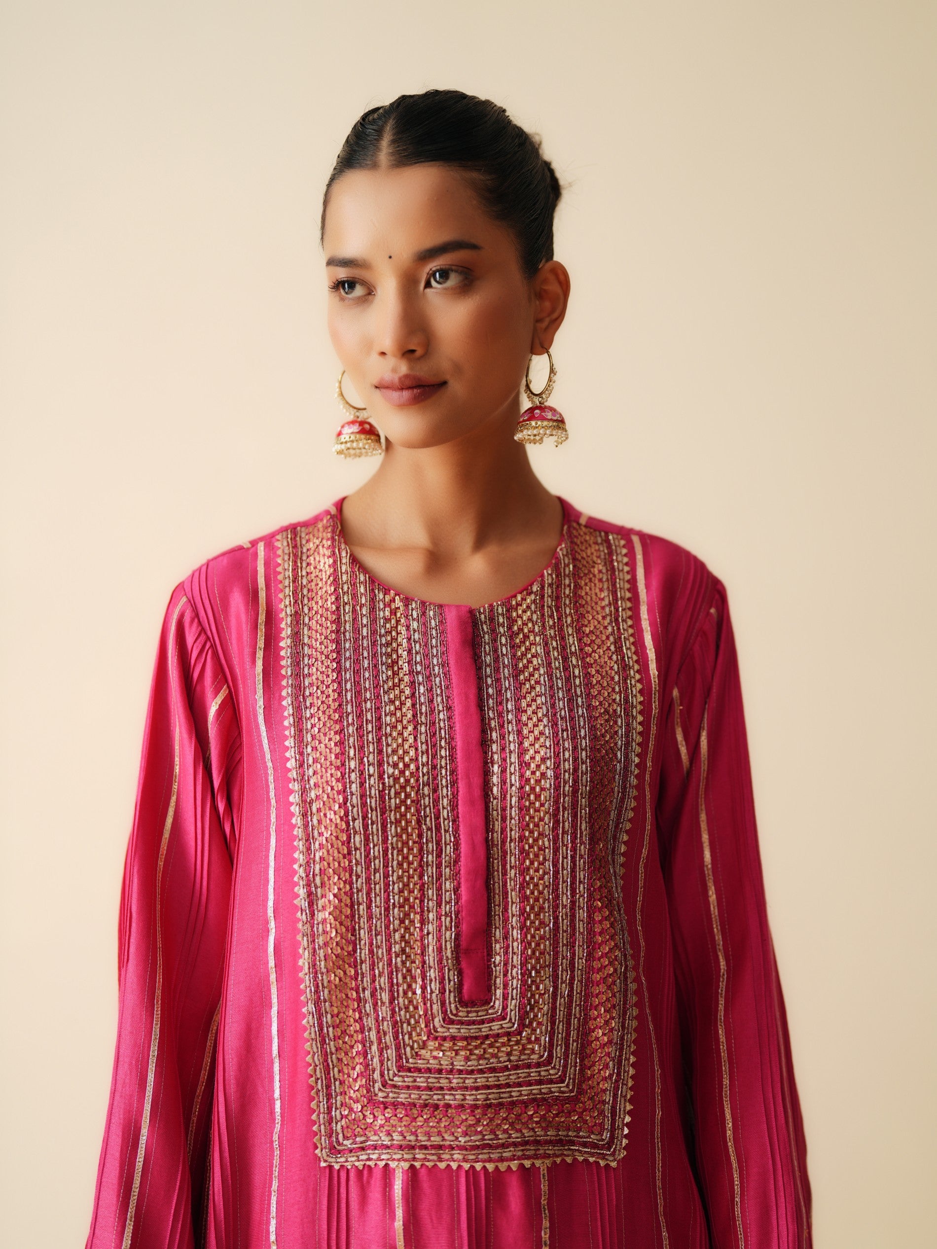 Designer Pintex Gota Work Chanderi Silk Suit Set for Women