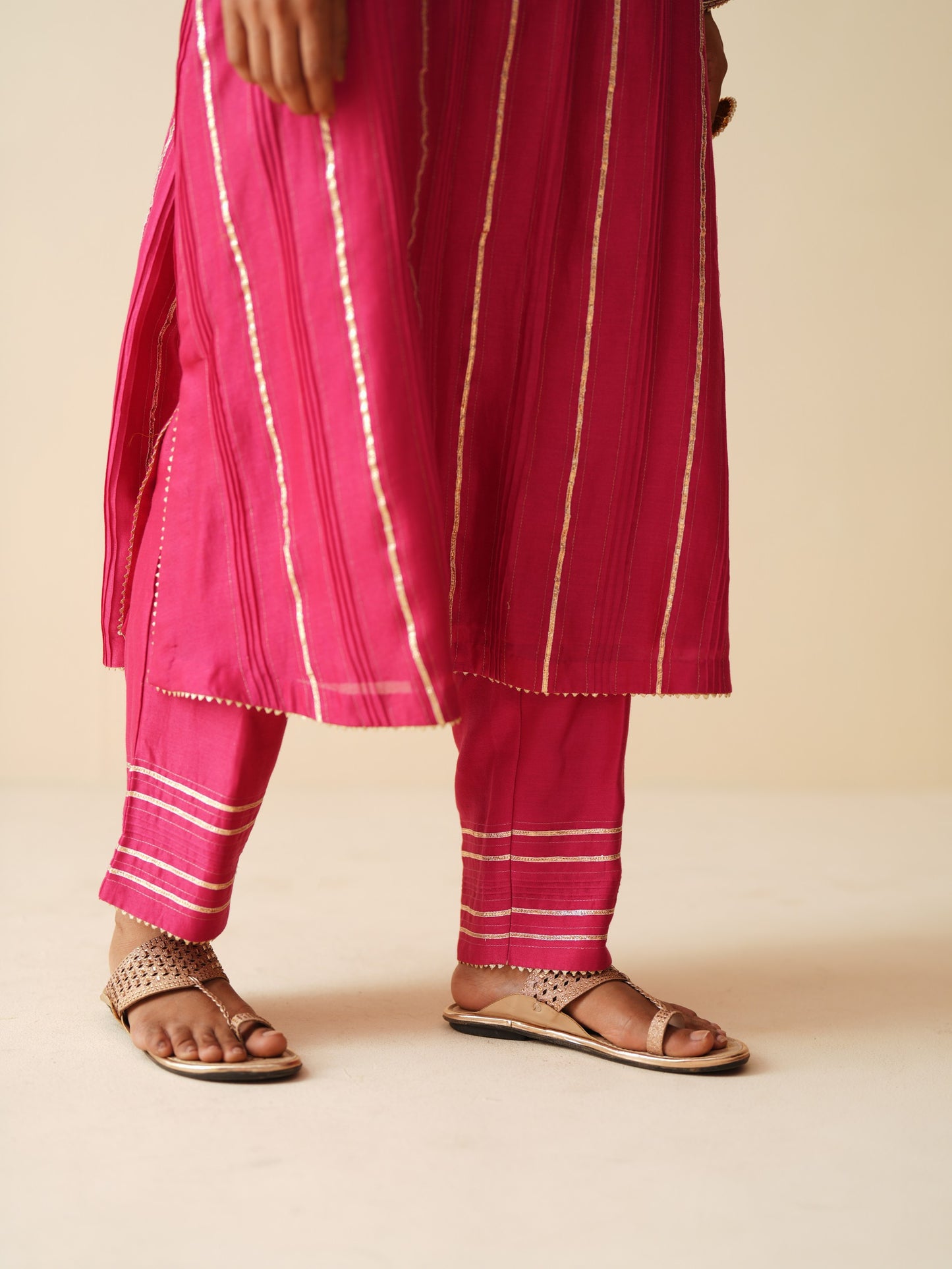 Designer Pintex Gota Work Chanderi Silk Suit Set for Women
