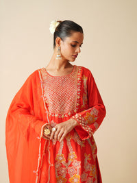 Designer Red Sharara Suit with Organza Dupatta