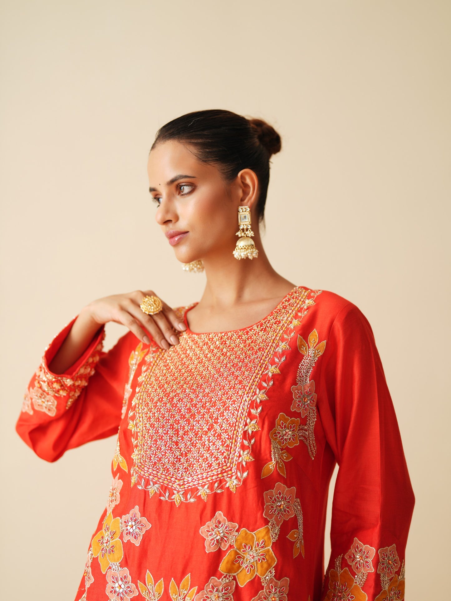 Designer Red Sharara Suit with Organza Dupatta