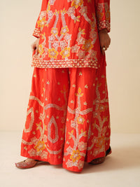 Designer Red Sharara Suit with Organza Dupatta