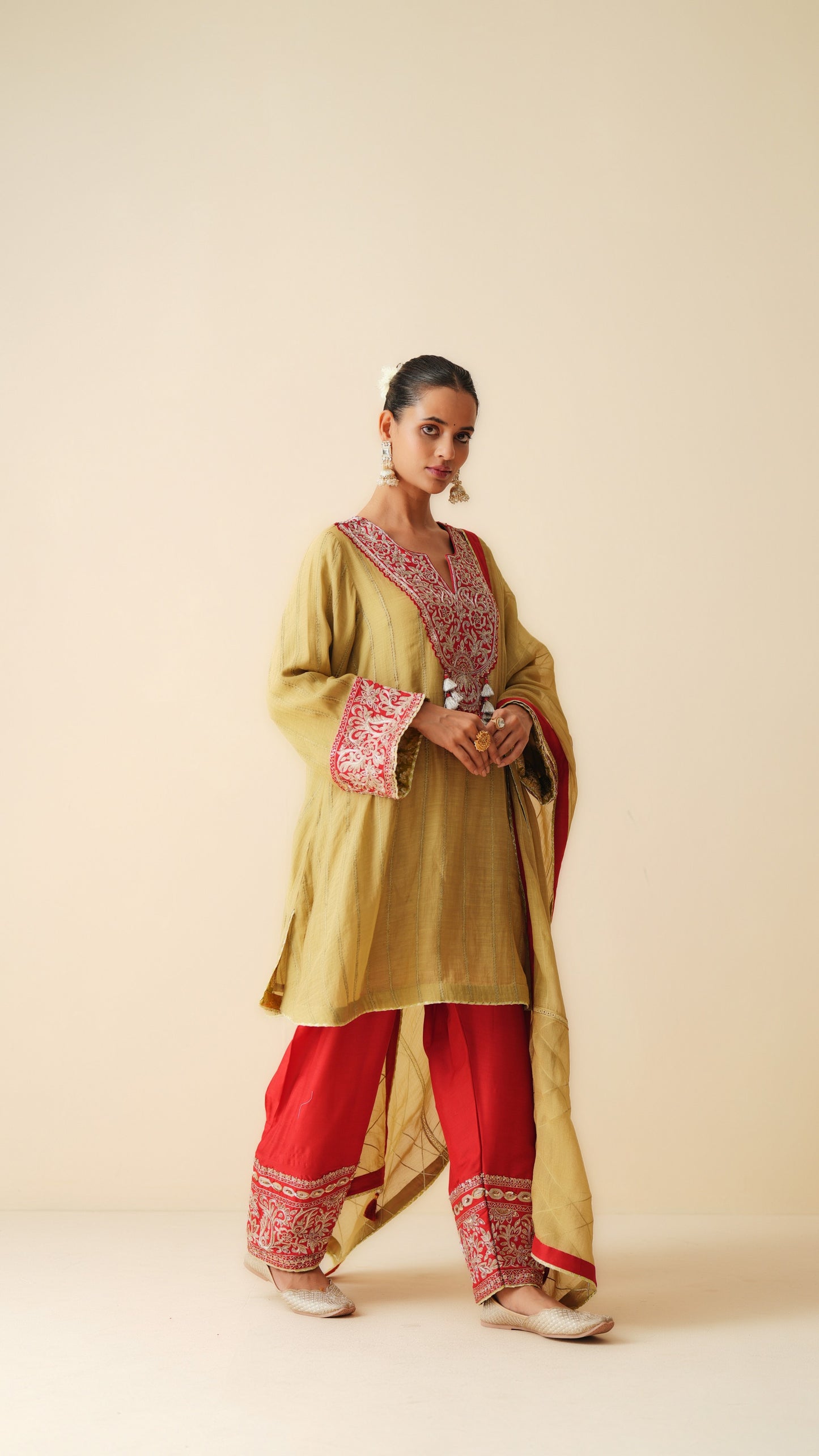 Mul Chanderi & Cotton Silk Ethnic Set with Embroidered Dupatta