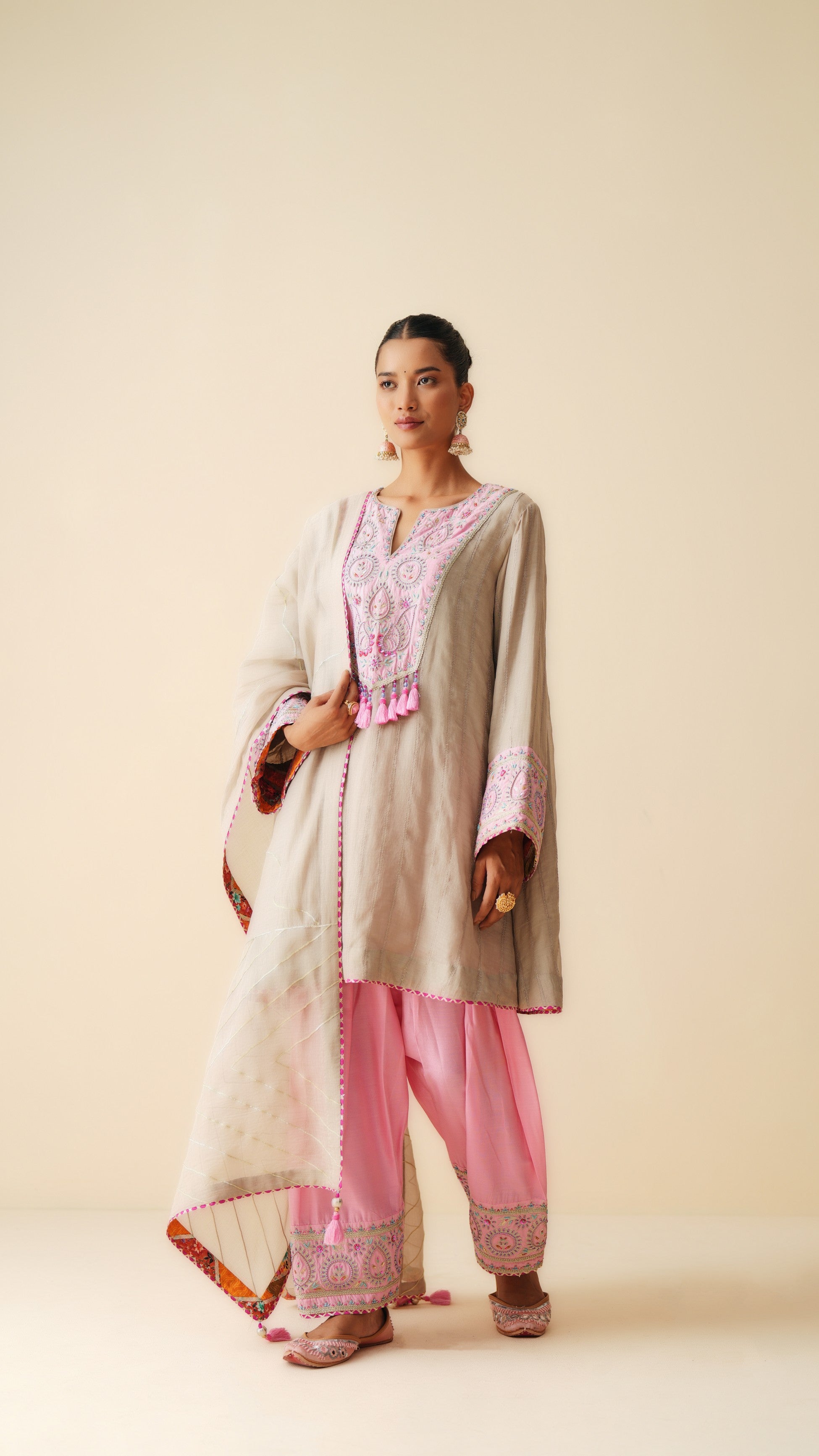 Traditional Mul Chanderi Suit with Embroidered Dupatta
