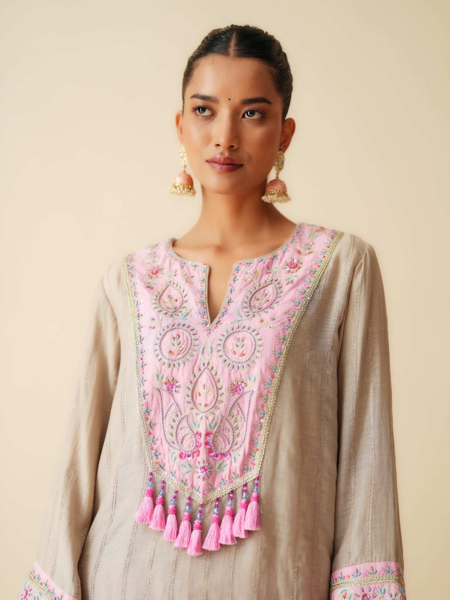 Traditional Mul Chanderi Suit with Embroidered Dupatta