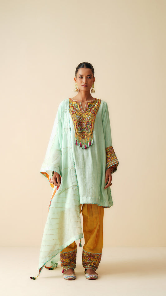 Designer Mul Chanderi Ethnic Suit with Embroidered Cotton Silk Salwar