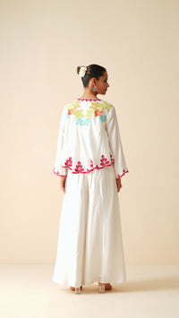 Designer Off White Frock Style Cord-Set in Muslin Silk
