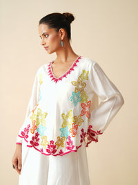 Designer Off White Frock Style Cord-Set in Muslin Silk