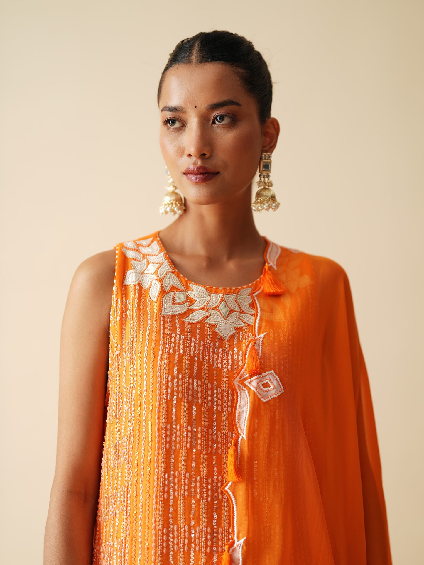 Designer Orange Sharara Set for Women in Chanderi Silk & Organza Dupatta