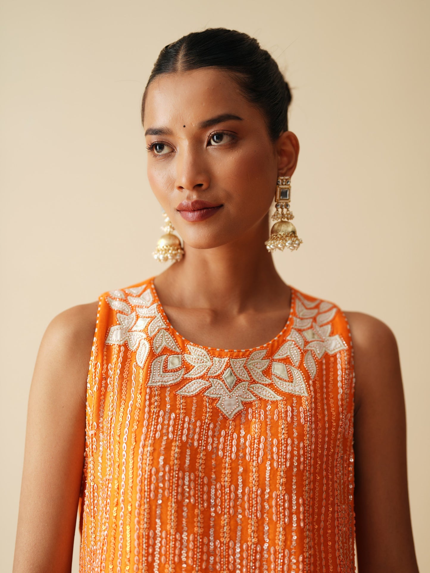 Designer Orange Sharara Set for Women in Chanderi Silk & Organza Dupatta