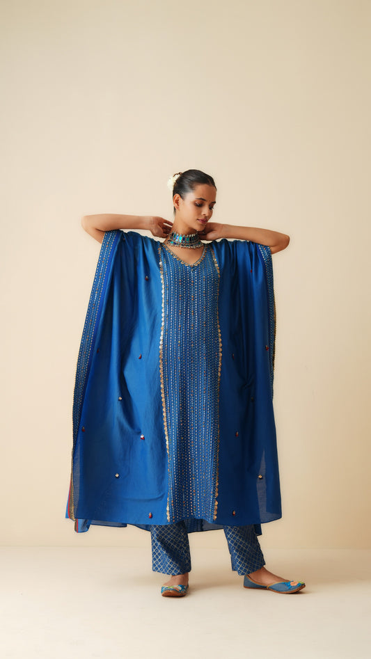 Designer Royal Blue Ethnic Wear Kaftan Set for Women
