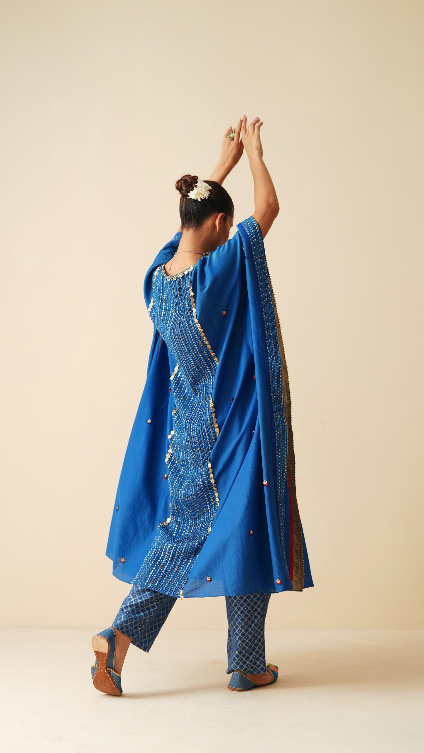 Designer Royal Blue Ethnic Wear Kaftan Set for Women