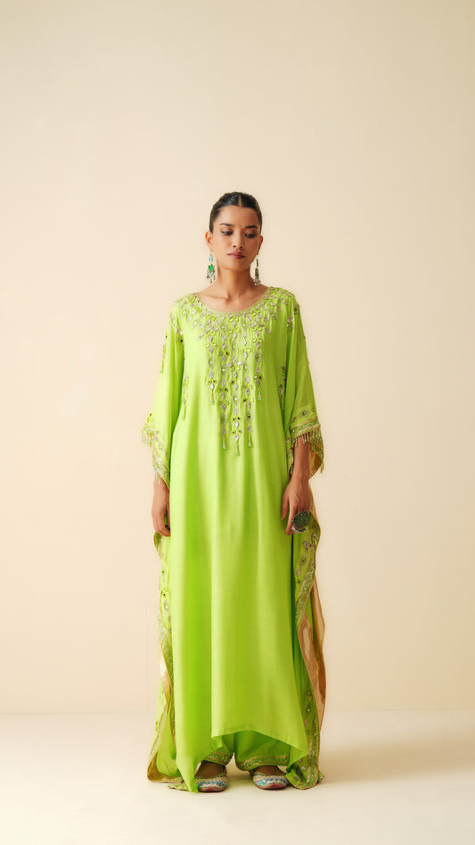 Parrot Green Ethnic Kurta Set for Festive Wear