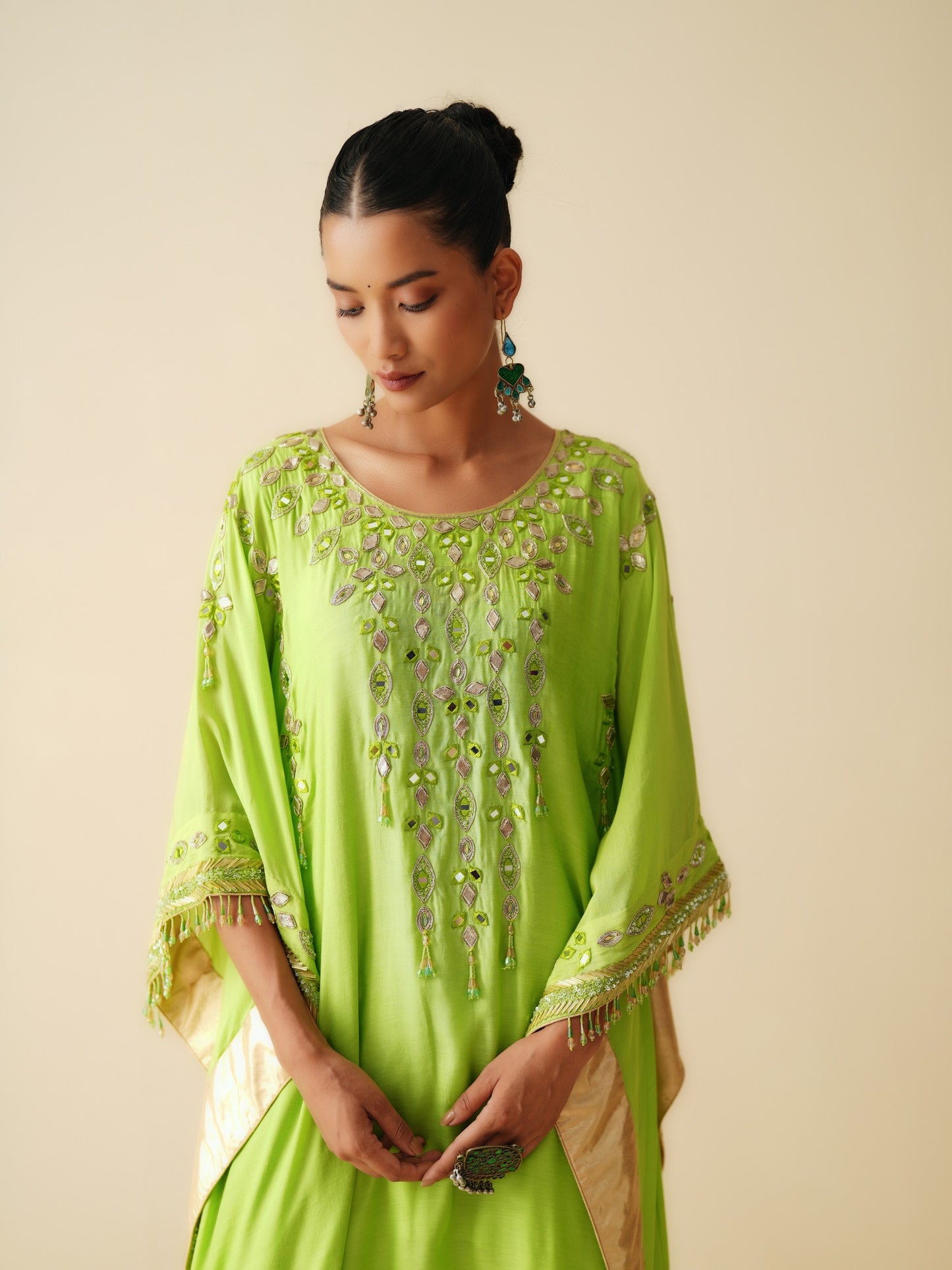 Parrot Green Ethnic Kurta Set for Festive Wear