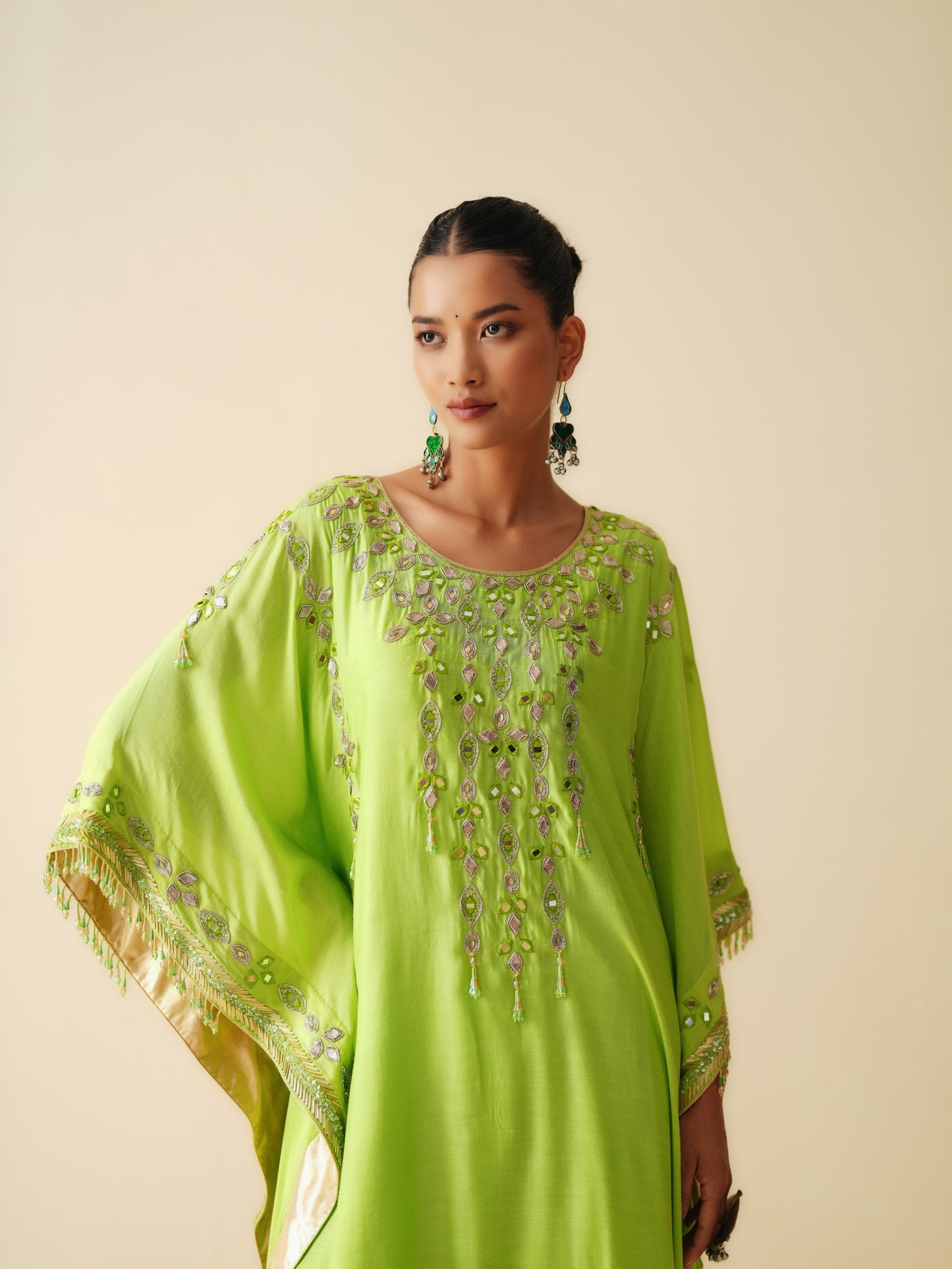 Parrot Green Ethnic Kurta Set for Festive Wear