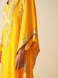 Designer Muslin Kaftan Set for Women in Mustard Orange