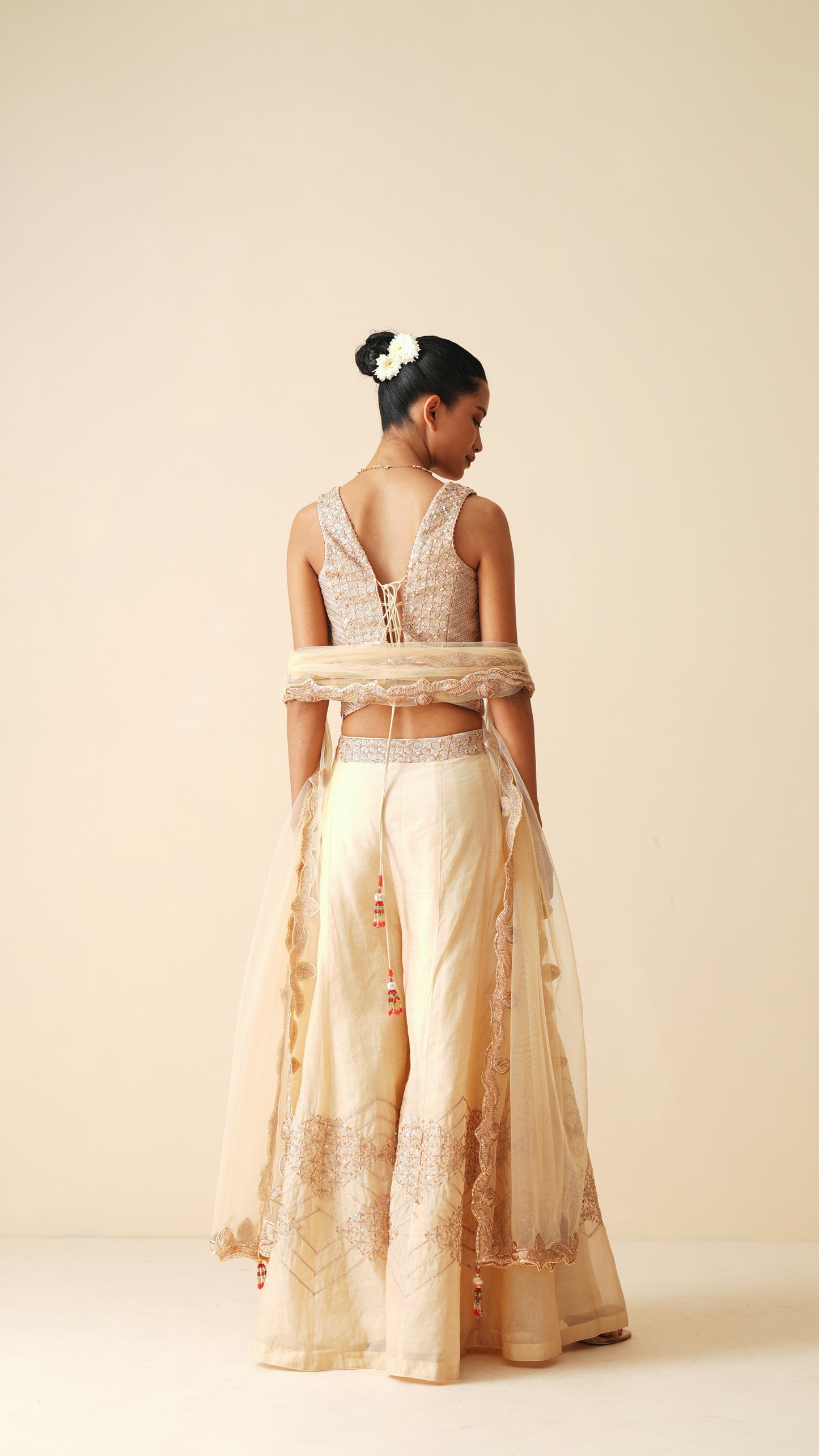 Sharara Set with Strappy Blouse & Dupatta