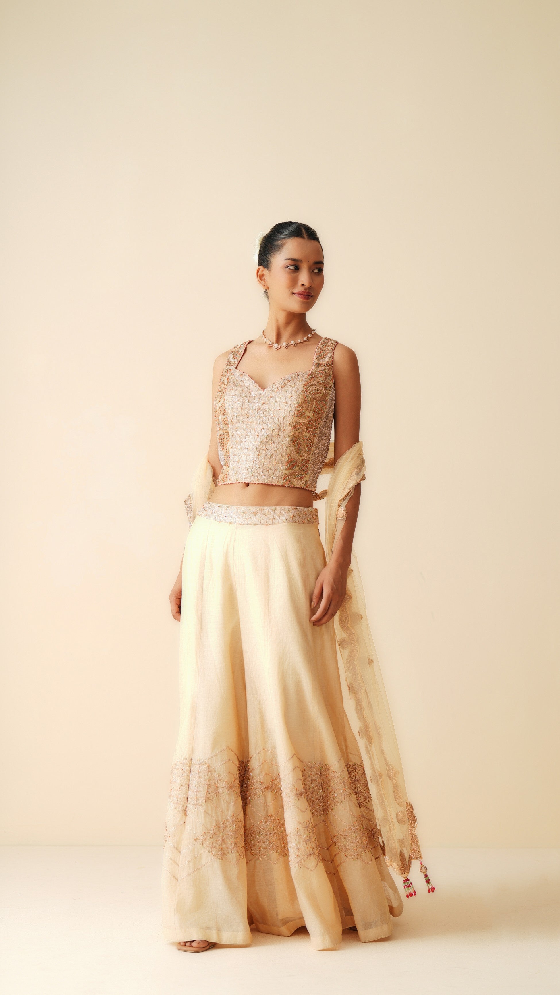 Sharara Set with Strappy Blouse & Dupatta