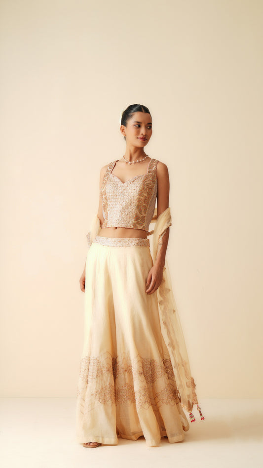Sharara Set with Strappy Blouse & Dupatta