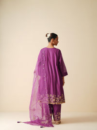 Designer Purple Chanderi Silk Anarkali Suit with Dupatta for Women