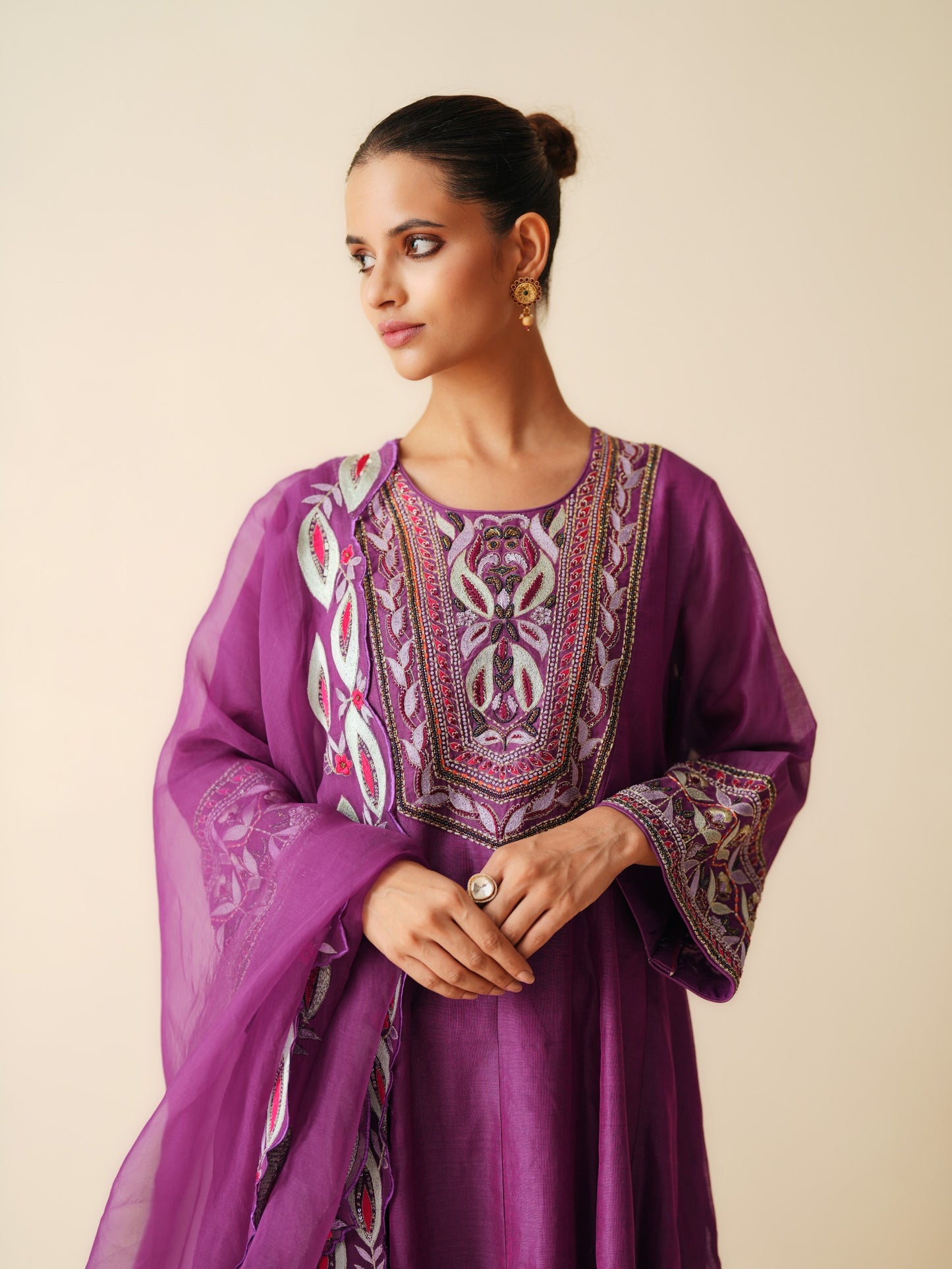 Ethnic Wear Suit Set with Embroidered Dupatta
