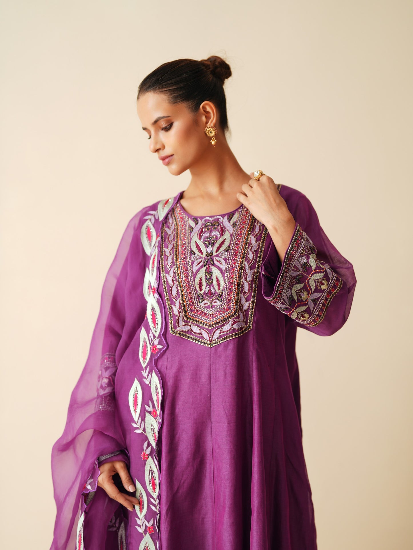 Ethnic Wear Suit Set with Embroidered Dupatta