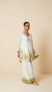 White Muslin Cord Set with Embroidery
