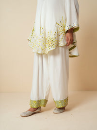 White Muslin Cord Set with Embroidery