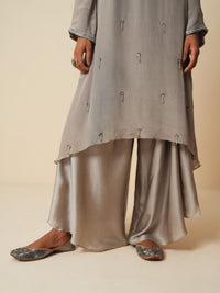 Grey Chiffon Shirt and Satin Bottom Ethnic Set