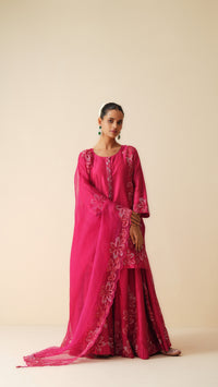 Magenta Chanderi Sharara Set with Organza Dupatta