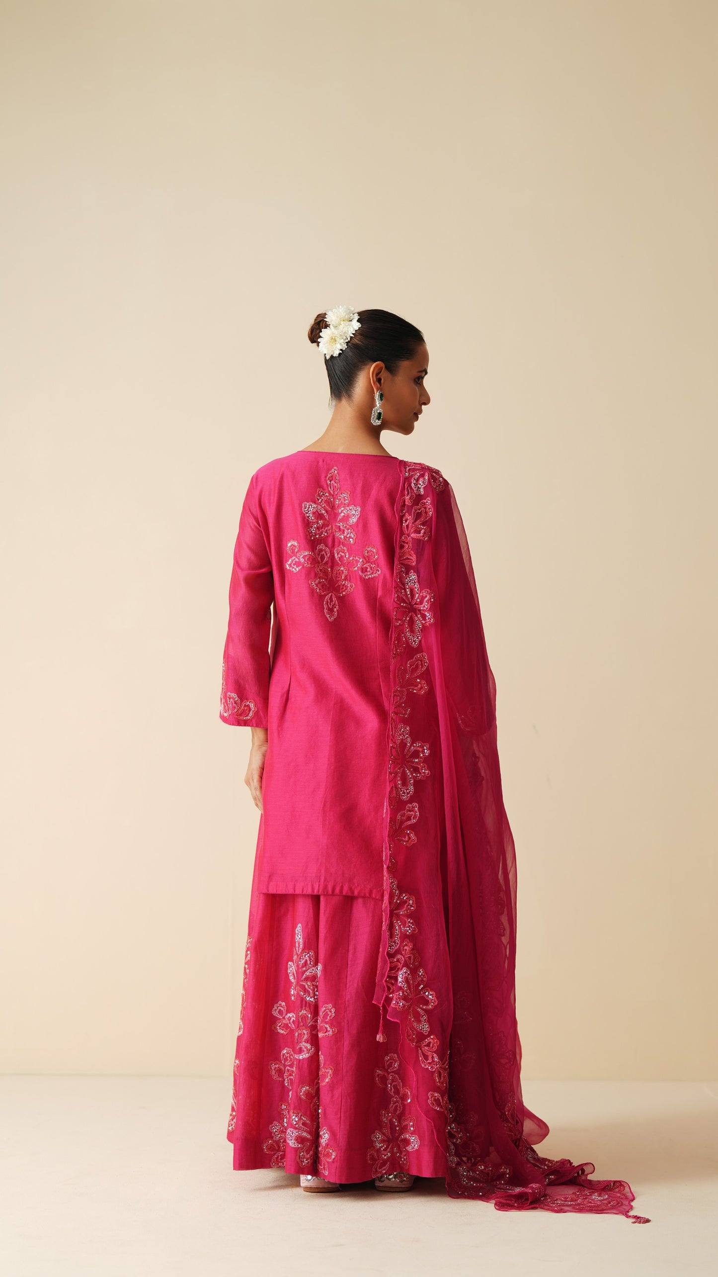 Magenta Chanderi Sharara Set with Organza Dupatta