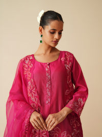 Magenta Chanderi Sharara Set with Organza Dupatta