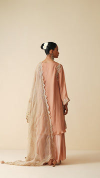 Rose Gold Chiffon Suit with Satin Tilted Q-Lock