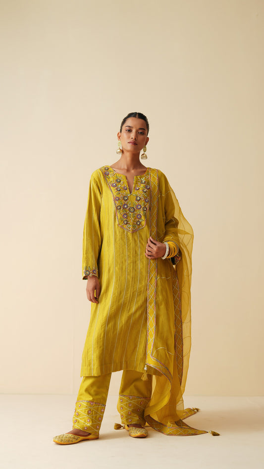 Festive Pure Chanderi Silk Suit Set with Organza Dupatta for Women