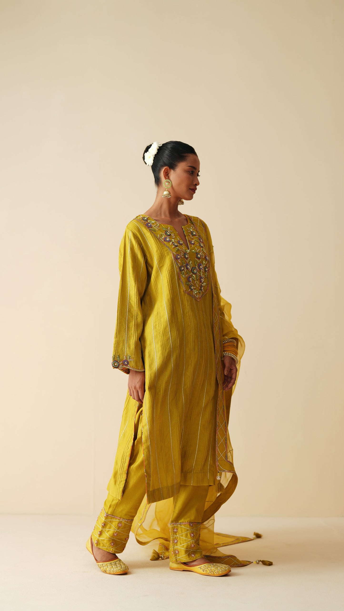 Festive Pure Chanderi Silk Suit Set with Organza Dupatta for Women