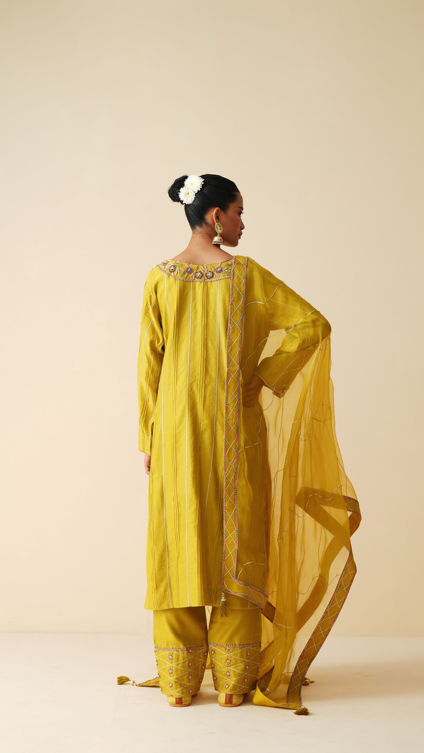 Festive Pure Chanderi Silk Suit Set with Organza Dupatta for Women