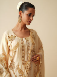 Beige Chanderi Silk Suit for Women with Organza Dupatta