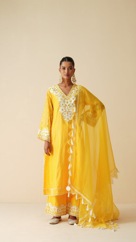 Traditional Yellow Chanderi Silk Suit for Women