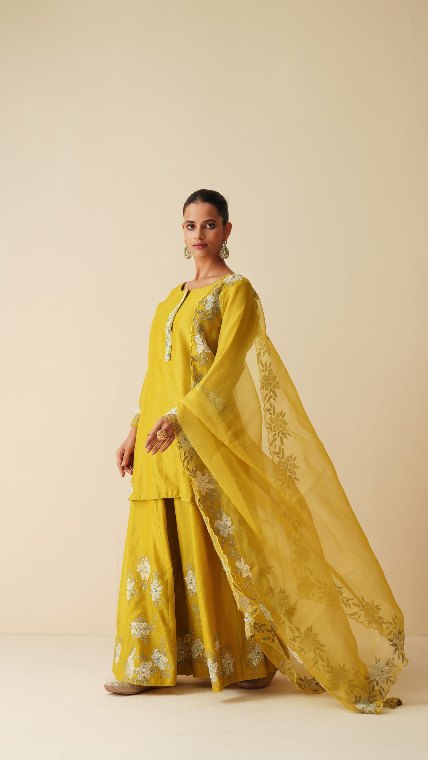 Designer Mehndi Green Pure Sharara Set with Dupatta