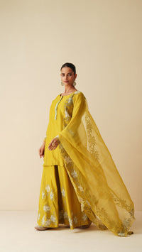 Designer Mehndi Green Pure Sharara Set with Dupatta